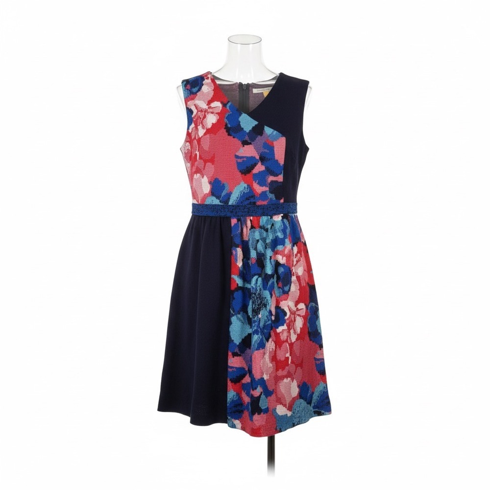 Leifsdottir Silk Blend Colorblock Floral Dress XS Anthropologie Boho Artwear‎